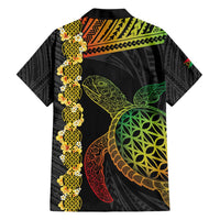 Vanuatu Sand Drawing Turtle Family Matching Short Sleeve Bodycon Dress and Hawaiian Shirt Happy Independence Day