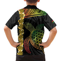 Vanuatu Sand Drawing Turtle Kid Hawaiian Shirt Happy Independence Day