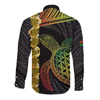 Vanuatu Sand Drawing Turtle Long Sleeve Button Shirt Happy Independence Day LT14 - Polynesian Pride