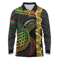 Vanuatu Sand Drawing Turtle Long Sleeve Polo Shirt Happy Independence Day