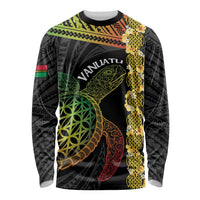 Vanuatu Sand Drawing Turtle Long Sleeve Shirt Happy Independence Day LT14 Unisex Black - Polynesian Pride