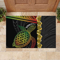 Vanuatu Sand Drawing Turtle Rubber Doormat Happy Independence Day LT14 Black - Polynesian Pride