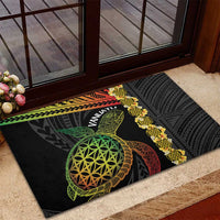 Vanuatu Sand Drawing Turtle Rubber Doormat Happy Independence Day LT14 - Polynesian Pride