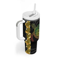 Vanuatu Sand Drawing Turtle Tumbler With Handle Happy Independence Day