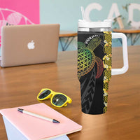 Vanuatu Sand Drawing Turtle Tumbler With Handle Happy Independence Day