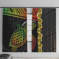 Vanuatu Sand Drawing Turtle Window Curtain Happy Independence Day LT14 With Hooks Black - Polynesian Pride