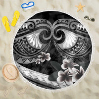 Black Polynesia Beach Blanket Tribal Pattern Tropical Frangipani LT14 One Size 150cm Black - Polynesian Pride
