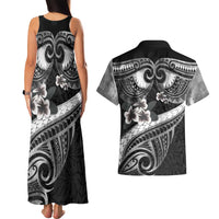 Black Polynesia Couples Matching Tank Maxi Dress and Hawaiian Shirt Tribal Pattern Tropical Frangipani LT14 - Polynesian Pride