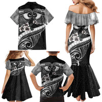 Black Polynesia Family Matching Mermaid Dress and Hawaiian Shirt Tribal Pattern Tropical Frangipani LT14 - Polynesian Pride