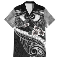 Black Polynesia Family Matching Summer Maxi Dress and Hawaiian Shirt Tribal Pattern Tropical Frangipani LT14 Dad's Shirt - Short Sleeve Black - Polynesian Pride