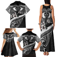 Black Polynesia Family Matching Tank Maxi Dress and Hawaiian Shirt Tribal Pattern Tropical Frangipani LT14 - Polynesian Pride