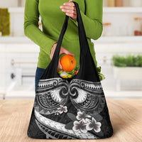 Black Polynesia Grocery Bag Tribal Pattern Tropical Frangipani LT14 - Polynesian Pride