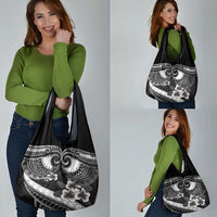 Black Polynesia Grocery Bag Tribal Pattern Tropical Frangipani LT14 - Polynesian Pride