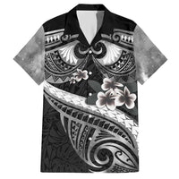 Black Polynesia Hawaiian Shirt Tribal Pattern Tropical Frangipani LT14 Black - Polynesian Pride