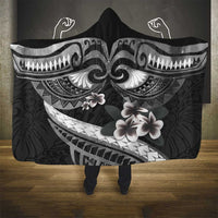 Black Polynesia Hooded Blanket Tribal Pattern Tropical Frangipani LT14 - Polynesian Pride