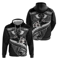 Black Polynesia Hoodie Tribal Pattern Tropical Frangipani