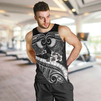 Black Polynesia Men Tank Top Tribal Pattern Tropical Frangipani LT14 Black - Polynesian Pride