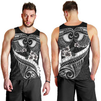 Black Polynesia Men Tank Top Tribal Pattern Tropical Frangipani LT14 - Polynesian Pride