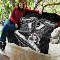 Black Polynesia Quilt Tribal Pattern Tropical Frangipani