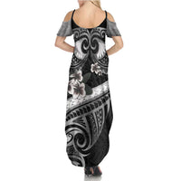 Black Polynesia Summer Maxi Dress Tribal Pattern Tropical Frangipani LT14 - Polynesian Pride