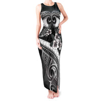 Black Polynesia Tank Maxi Dress Tribal Pattern Tropical Frangipani LT14 Women Black - Polynesian Pride