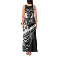Black Polynesia Tank Maxi Dress Tribal Pattern Tropical Frangipani LT14 - Polynesian Pride