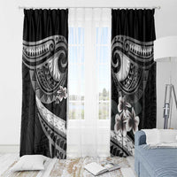 Black Polynesia Window Curtain Tribal Pattern Tropical Frangipani LT14 - Polynesian Pride