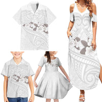 White Polynesia Family Matching Summer Maxi Dress and Hawaiian Shirt Tribal Pattern Tropical Frangipani LT14 - Polynesian Pride
