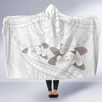 White Polynesia Hooded Blanket Tribal Pattern Tropical Frangipani LT14 One Size White - Polynesian Pride