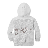 White Polynesia Kid Hoodie Tribal Pattern Tropical Frangipani