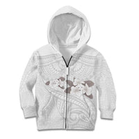 White Polynesia Kid Hoodie Tribal Pattern Tropical Frangipani