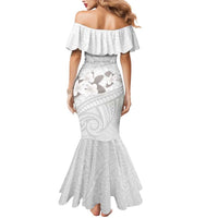 White Polynesia Mermaid Dress Tribal Pattern Tropical Frangipani