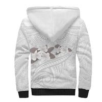 White Polynesia Sherpa Hoodie Tribal Pattern Tropical Frangipani LT14 - Polynesian Pride