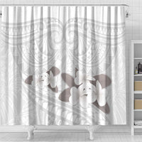 White Polynesia Shower Curtain Tribal Pattern Tropical Frangipani