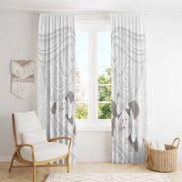 White Polynesia Window Curtain Tribal Pattern Tropical Frangipani LT14 - Polynesian Pride