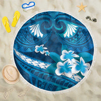 Blue Polynesia Beach Blanket Tribal Pattern Tropical Frangipani LT14 One Size 150cm Blue - Polynesian Pride