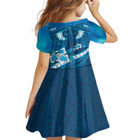 Blue Polynesia Family Matching Off Shoulder Short Dress and Hawaiian Shirt Tribal Pattern Tropical Frangipani LT14 - Polynesian Pride
