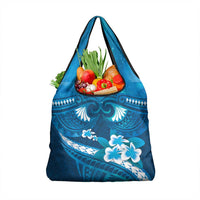 Blue Polynesia Grocery Bag Tribal Pattern Tropical Frangipani LT14 1-pack One Size Blue - Polynesian Pride
