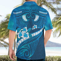Blue Polynesia Hawaiian Shirt Tribal Pattern Tropical Frangipani LT14 - Polynesian Pride