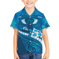 Blue Polynesia Hawaiian Shirt Tribal Pattern Tropical Frangipani LT14 - Polynesian Pride