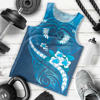 Blue Polynesia Men Tank Top Tribal Pattern Tropical Frangipani LT14 - Polynesian Pride