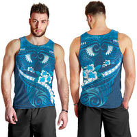 Blue Polynesia Men Tank Top Tribal Pattern Tropical Frangipani LT14 - Polynesian Pride