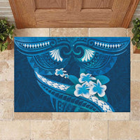 Blue Polynesia Rubber Doormat Tribal Pattern Tropical Frangipani LT14 Blue - Polynesian Pride