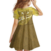 Gold Polynesia Family Matching Off Shoulder Maxi Dress and Hawaiian Shirt Tribal Pattern Tropical Frangipani LT14 - Polynesian Pride