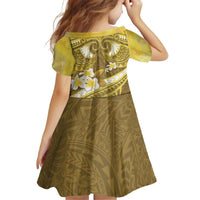 Gold Polynesia Family Matching Off Shoulder Short Dress and Hawaiian Shirt Tribal Pattern Tropical Frangipani LT14 - Polynesian Pride