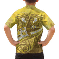 Gold Polynesia Family Matching Summer Maxi Dress and Hawaiian Shirt Tribal Pattern Tropical Frangipani LT14 - Polynesian Pride