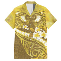 Gold Polynesia Hawaiian Shirt Tribal Pattern Tropical Frangipani LT14 Gold - Polynesian Pride