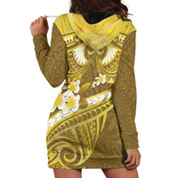Gold Polynesia Hoodie Dress Tribal Pattern Tropical Frangipani LT14 - Polynesian Pride