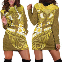 Gold Polynesia Hoodie Dress Tribal Pattern Tropical Frangipani LT14 - Polynesian Pride