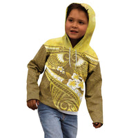 Gold Polynesia Kid Hoodie Tribal Pattern Tropical Frangipani